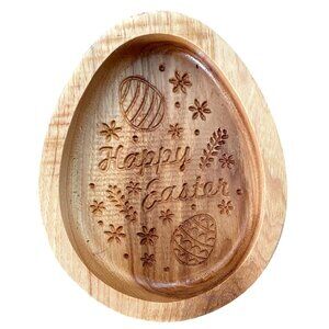 Easter Egg Shaped Engraved Wooden Tray By Doortex